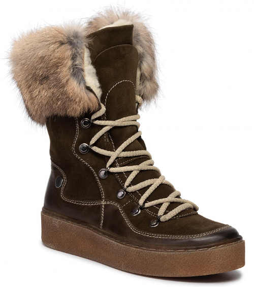 Dámské vyšší zimní boty z přírodní kůže POLLONUS