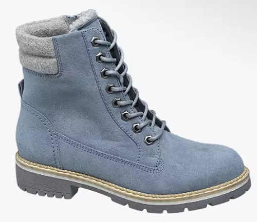 Světle modré dámské zimní boty farmářky