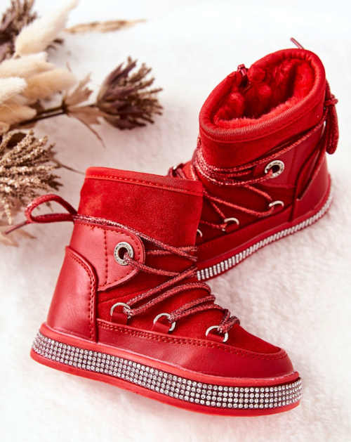 dětské zateplené červené boty